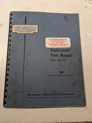 Kearney Trecker Milwaukee Repair Parts List Book Manual Hr-23 Model 2H Vmc Mill