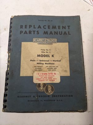 Kearney Trecker Milwaukee Repair Parts List Book Manual Kr-20 Model K Vmc #2 #3