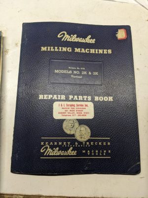 Kearney Trecker Milwaukee Repair Parts List Book Manual 617A 2K 3K Model Vmc