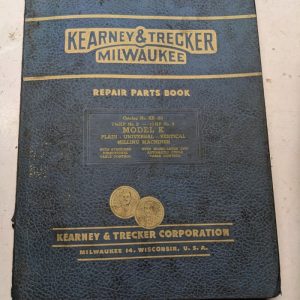 Kearney Trecker Milwaukee Parts List Book Manual Kr-20 Model K #2 #3 1950 Vmc