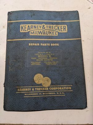 Kearney Trecker Milwaukee Parts List Book Manual Kr-20 Model K #2 #3 1950 Vmc