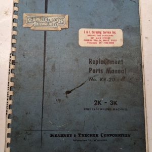 Kearney Trecker Milwaukee Parts List Book Manual Kr-20 Model K #2K #3K 1950 Vmc