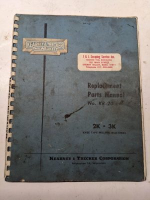 Kearney Trecker Milwaukee Parts List Book Manual Kr-20 Model K #2K #3K 1950 Vmc