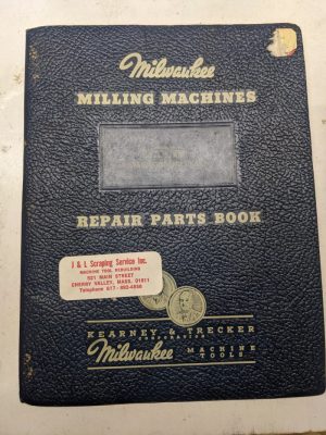 Kearney Trecker Milwaukee Parts List Book Manual 43 Model #1 2 3 Milling Machine