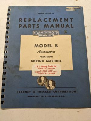 Kearney Trecker Milwaukee Repair Parts List Book Manual Model B Boring Machine