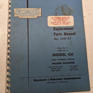 Kearney Trecker Milwaukee Repair Parts List Book Manual Ch Milling Chr-35 #3 #4