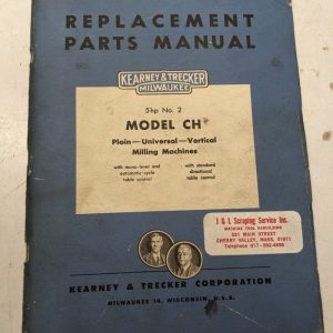 Kearney Trecker Milwaukee Repair Parts List Book Manual Ch Milling Chr-33 #2 Vmc
