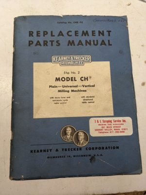 Kearney Trecker Milwaukee Repair Parts List Book Manual Ch Milling Chr-33 #2 Vmc