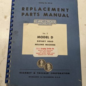 Kearney Trecker Milwaukee Repair Parts List Book Manual #Dr-20 Model D Milling
