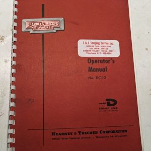 Kearney & Trecker Milwaukee Operator'S Manual Dc-10 Model #2D Milling Machine