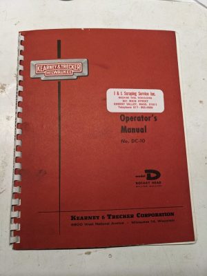 Kearney & Trecker Milwaukee Operator'S Manual Dc-10 Model #2D Milling Machine