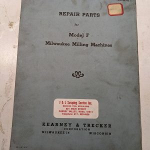 Kearney Trecker Milwaukee Repair Parts List Book Manual #47 Model F Milling Mach