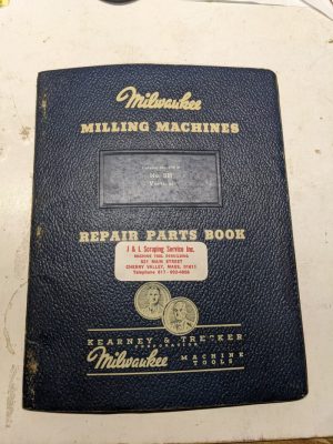 Kearney Trecker Milwaukee Repair Parts List Book Manual # Hr18 Model 5H Milling