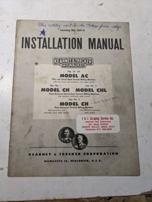 Kearney & Trecker Milwaukee Installation Manual Model Ac Ch Chl Ch Milling Vmc