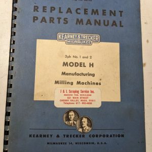 Kearney Trecker Milwaukee Repair Parts List Book Manual # Hr-10 Model H Milling