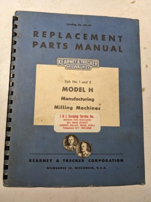 Kearney Trecker Milwaukee Repair Parts List Book Manual # Hr-10 Model H Milling
