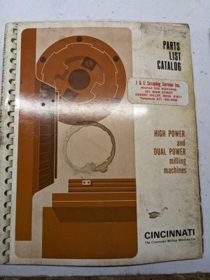 Cincinnati Milling Machine Parts List Book Manual Catalog 3 4 5 6 Od # 1954 Shop