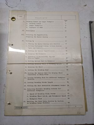 Hommel Werke Instruction Operation Manual Optical Profile Grinder Opsm