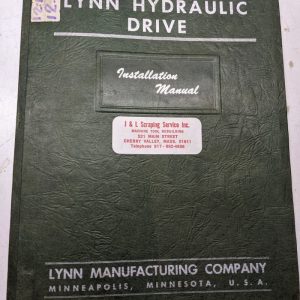 Lynn Hydraulic Drive Instruction Manual Operation Installation Machine