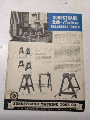 Sundstrand 20Th Century Balancing Tools Sales Brochure Single Page Bt-2