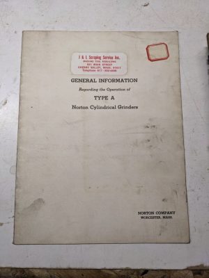 Norton Cylindrical Grinders Operator General Information Manual Type