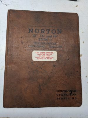 Norton Grinding Machine Operator Service Manual Part List 12” 14” 16” Type C