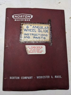Norton Grinder Operator Parts List Book Manual 6X18” Wheelslide 1951 Setup