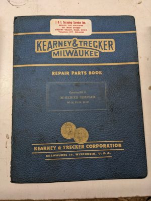 Kearney Trecker Milling Machine Repair Part List Book Manual Series M-18 24 30