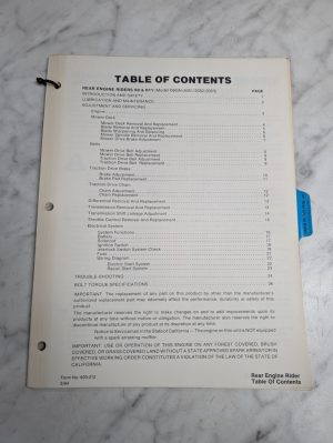Ford Repair Service Manual Rear Engine Rider Tractor R8 R11 09Gn 2051-2053 1984