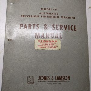 Jones Lamson Machine Finishing Parts List Operator Service Manual Model #6 1963