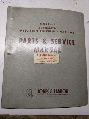 Jones Lamson Machine Finishing Parts List Operator Service Manual Model #6 1963