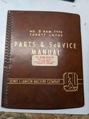 Jones Lamson Machine #3 Ram Type Turret Lathe Parts List Service Manual 1959