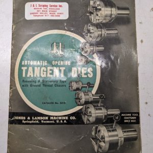 Jones Lamson Machine Automatic Opening Tangent Dies 501B Sales Catalog Brochure