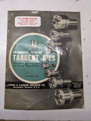 Jones Lamson Machine Automatic Opening Tangent Dies 501B Sales Catalog Brochure