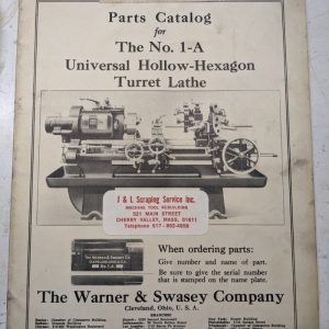 Warner Swasey Turret Lathe Machine Repair Parts List Catalog Manual #1-A 1929