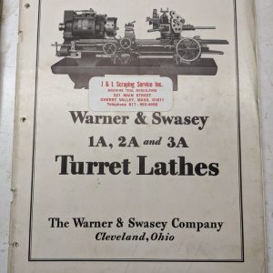 Warner Swasey Turret Lathe Sales Catalog Brochure Specs Features 1A 2A 3A 1934