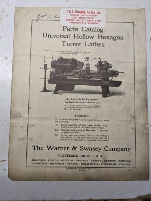 Warner Swasey Turret Lathe Repair Parts List Catalog Manual #2-A 3-A 1924 Shop