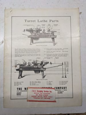 Warner Swasey Turret Lathe Repair Parts List Catalog Manual #2-A 3-A 1922 Book