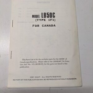 Yamaha Oem Parts List Book Model Lb50C Type 1F1 Suppliment Canada Spec 1976