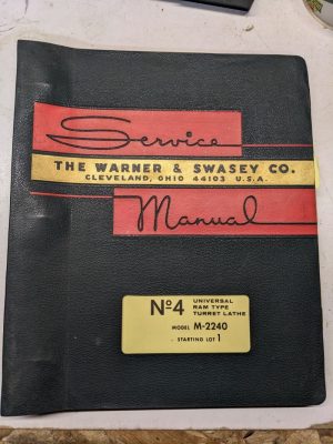 Warner Swasey Turret Lathe Parts List Maintenance Service Manual #4 M-2240 1966