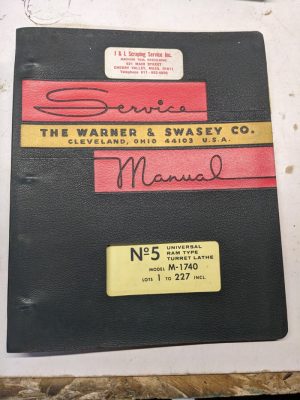 Warner Swasey Turret Lathe Parts List Maintenance Service Manual #5 M-1740 1966