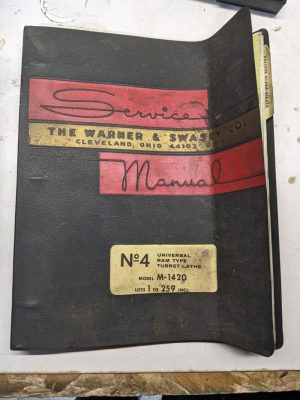 Warner Swasey Turret Lathe Parts List Maintenance Service Manual #4 M-1420 1960