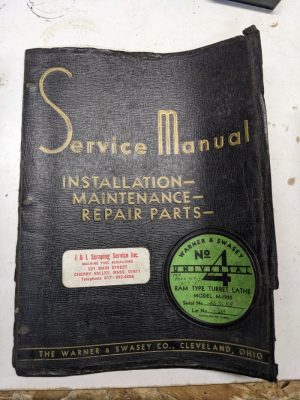 Warner Swasey Turret Lathe Parts List Maintenance Service Manual #4 M-1320 1936