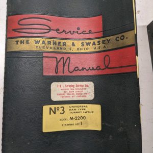 Warner Swasey Turret Lathe Parts List Maintenance Service Manual #3 M-2200 1961