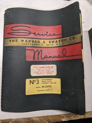 Warner Swasey Turret Lathe Parts List Maintenance Service Manual #3 M-2200 1961
