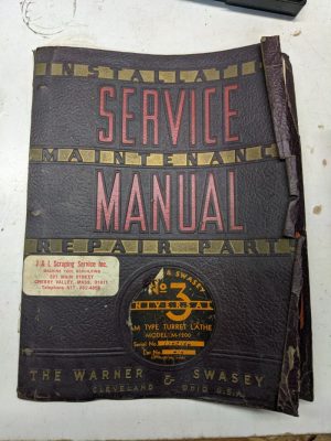 Warner Swasey Turret Lathe Parts List Maintenance Service Manual #3 M-1200 1941
