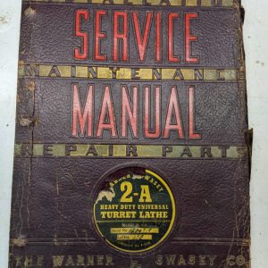 Warner Swasey Turret Lathe Parts List Maintenance Service Manual #2-A M-510 1952