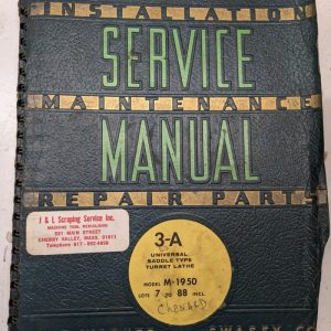 Warner Swasey Turret Lathe Part List Maintenance Service Manual #3-A M-1950 1960