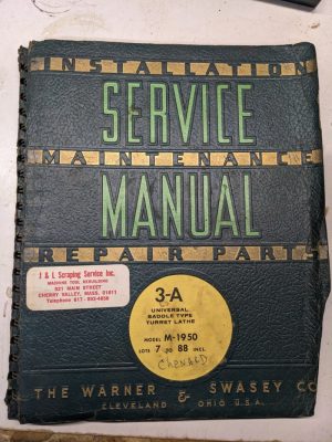 Warner Swasey Turret Lathe Part List Maintenance Service Manual #3-A M-1950 1960