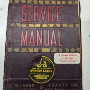Warner Swasey Turret Lathe Parts Book Maintenance Service Manual #2-A M-510 1952